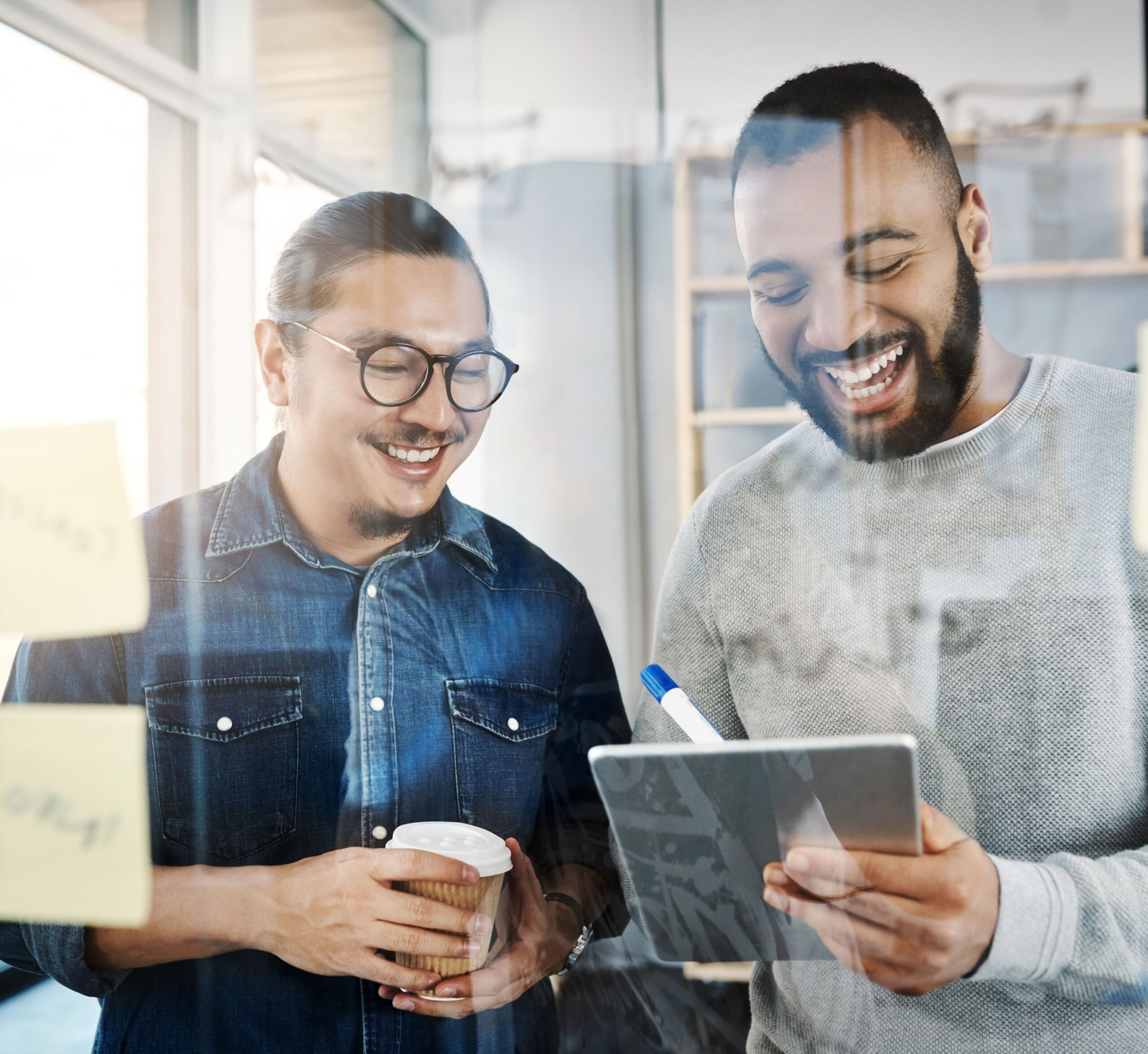 A professional team collaborating in a modern office