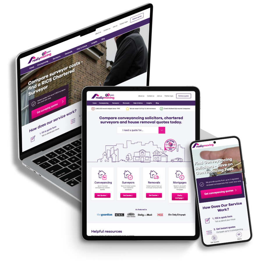 Reallymoving comparison website displayed across digital devices