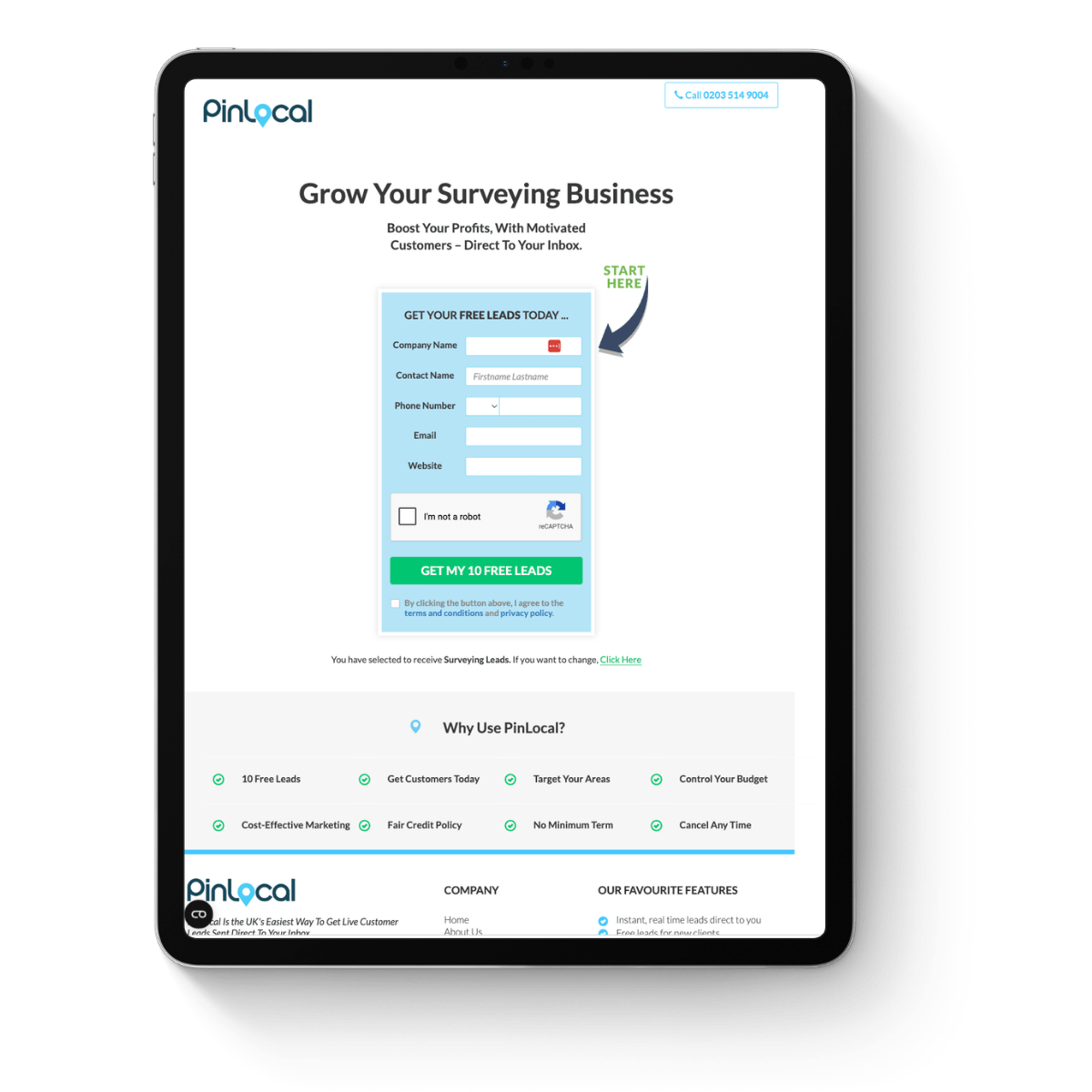 PinLocal lead-generation platform for surveyors